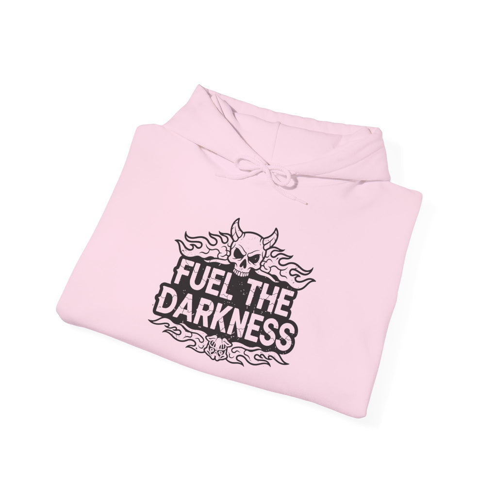 Fuel the Darkness Hoodie — Skull Flame Graphic Pullover