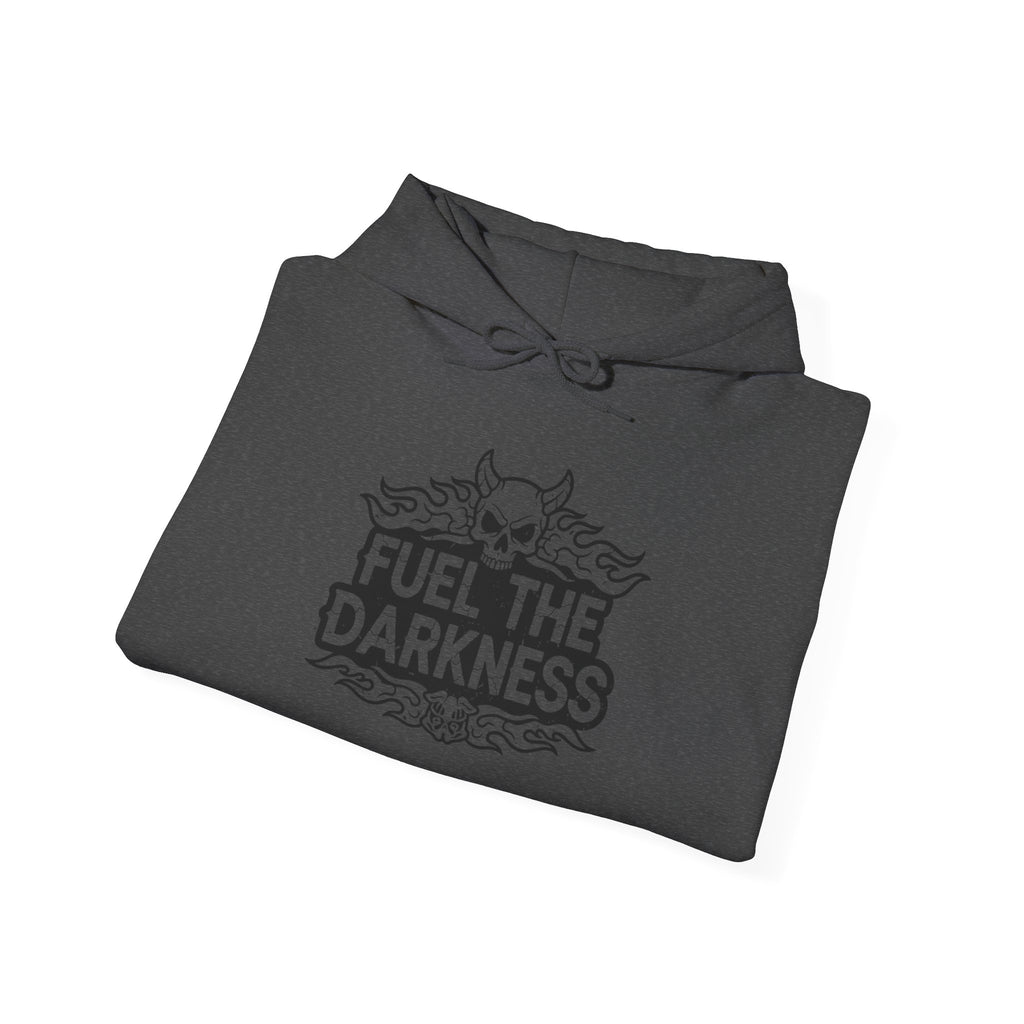 Fuel the Darkness Hoodie — Skull Flame Graphic Pullover