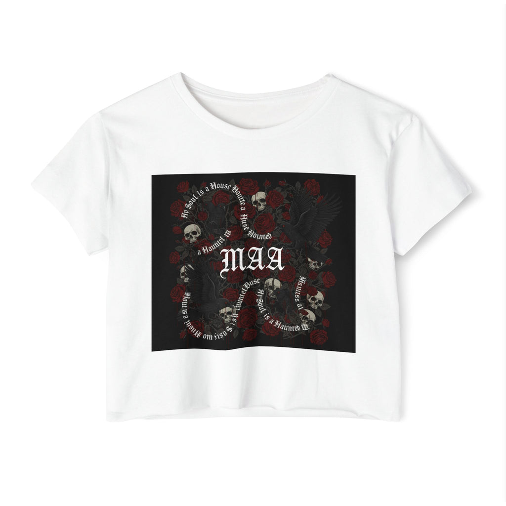Women's Festival Crop Top — MAA Gothic Skull & Rose Crop Top (May's Alternative Attire)