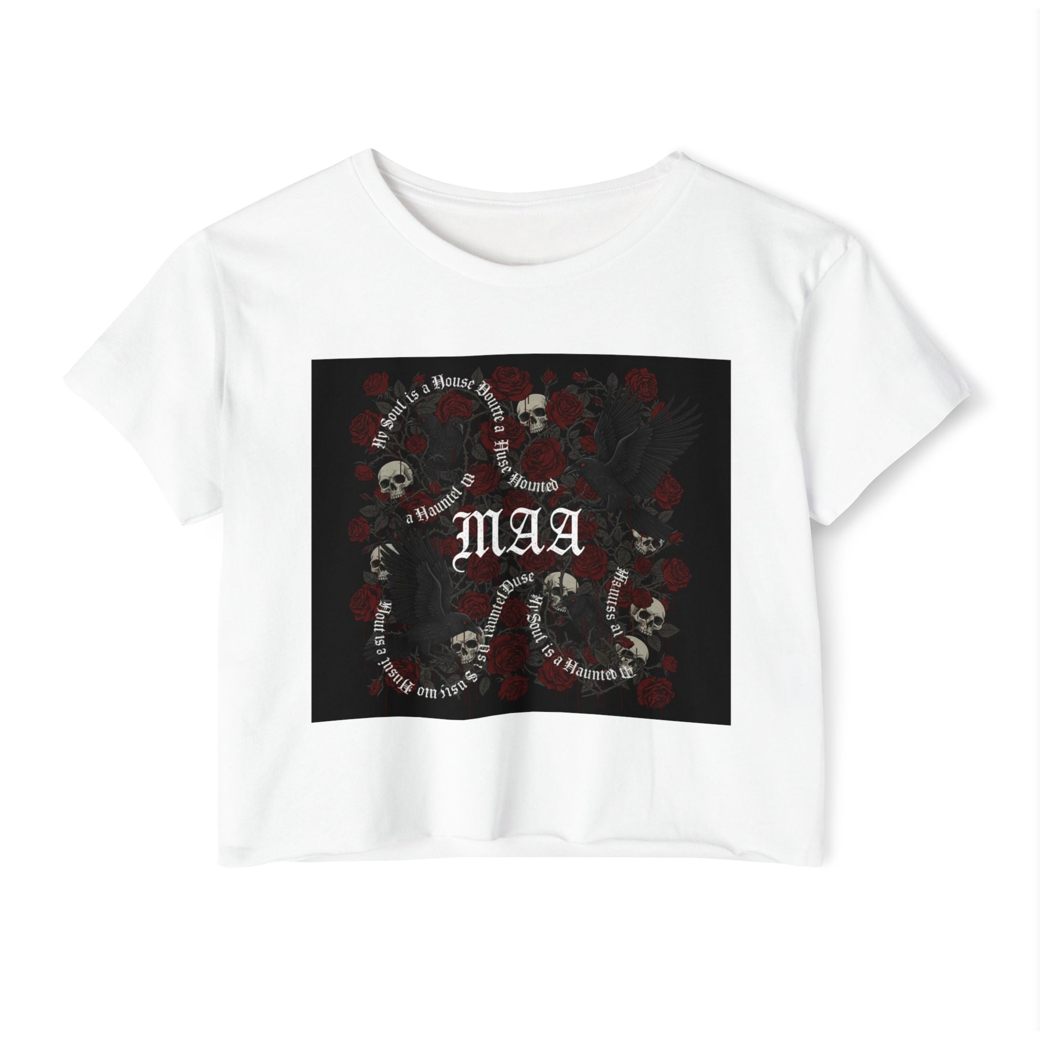 Women's Festival Crop Top — MAA Gothic Skull & Rose Crop Top (May's Alternative Attire)