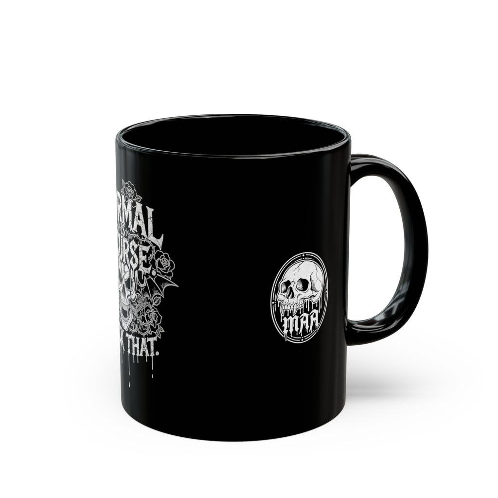 Black Skull Mug – “Normal Is a Curse, F*ck That” Gothic Coffee Cup