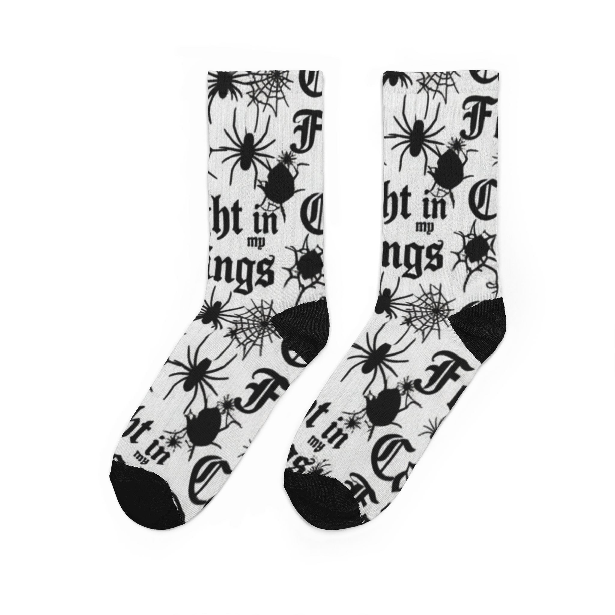 Crew Socks — "Caught in My Feelings" Gothic Spider Web Socks