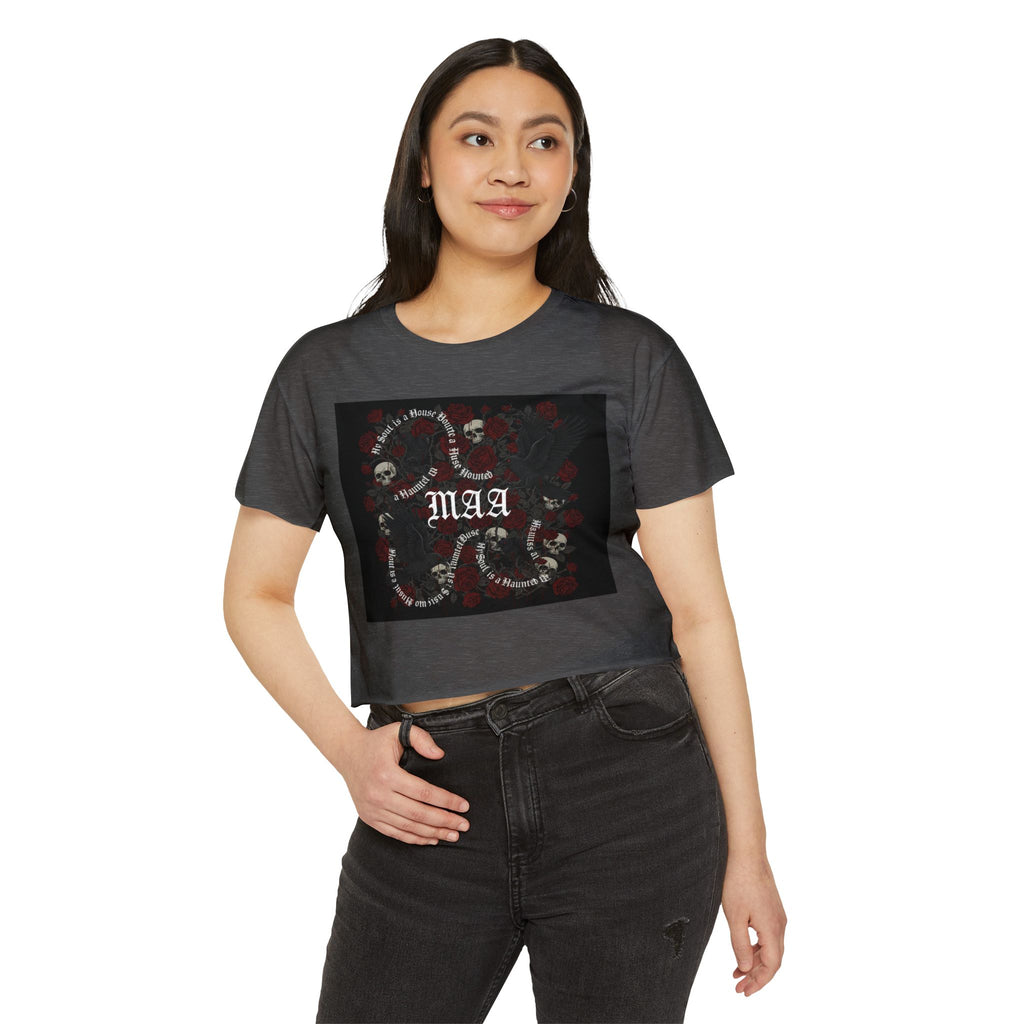 Women's Festival Crop Top — MAA Gothic Skull & Rose Crop Top (May's Alternative Attire)