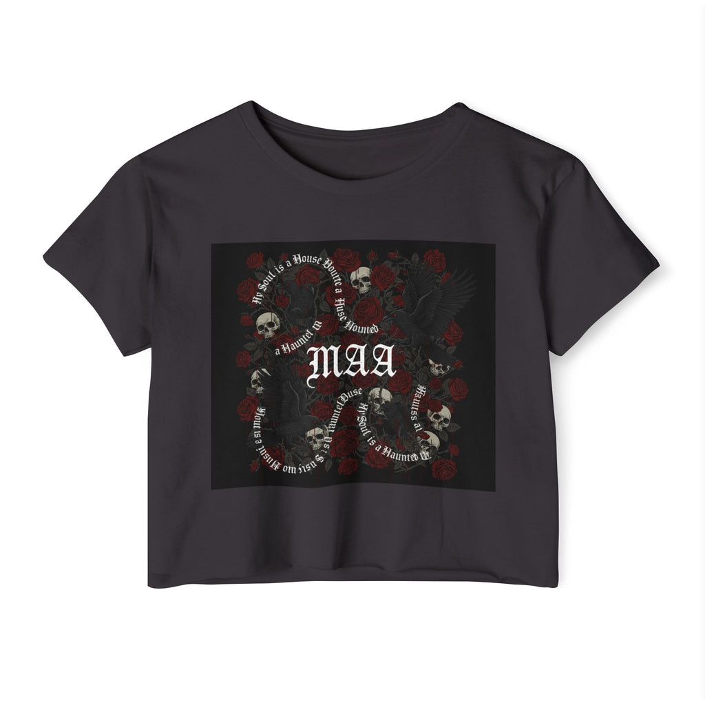 Women's Festival Crop Top — MAA Gothic Skull & Rose Crop Top (May's Alternative Attire)