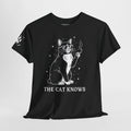 Cat KnowS Tee — ‘The Cat Knows’ Graphic T-Shirt with Mystic Cat & Roaring Back Print