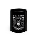 My Cat Hates You Black Mug — Gothic Cat Skull Coffee Cup (11oz & 15oz)