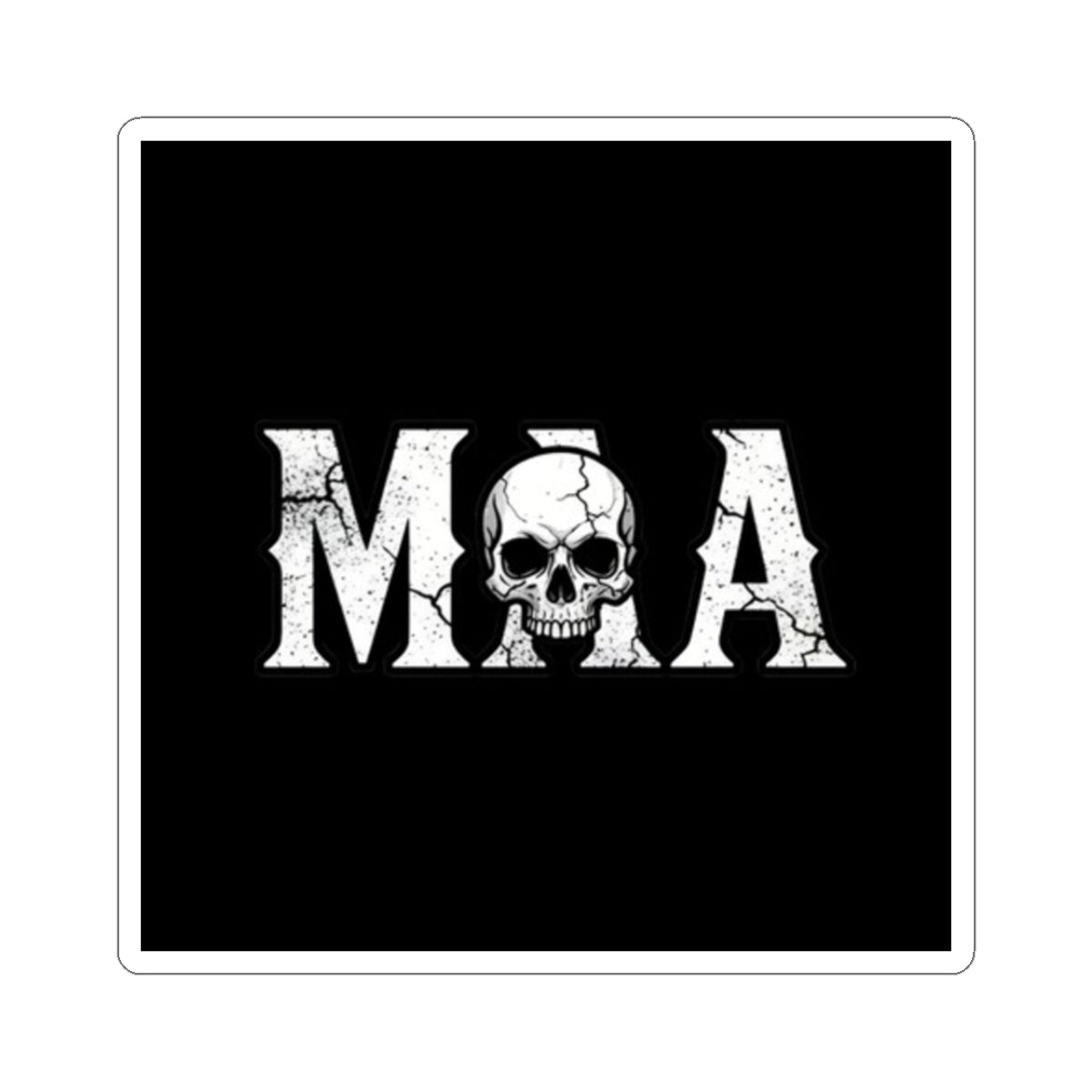 MMA Skull Logo Kiss-Cut Sticker — Distressed Combat Design for Laptops & Gear