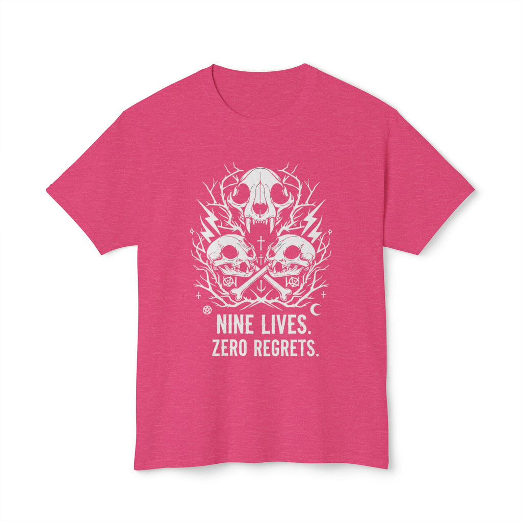 Nine Lives, Zero Regrets Cat Skull Tee — Gothic Graphic T-Shirt