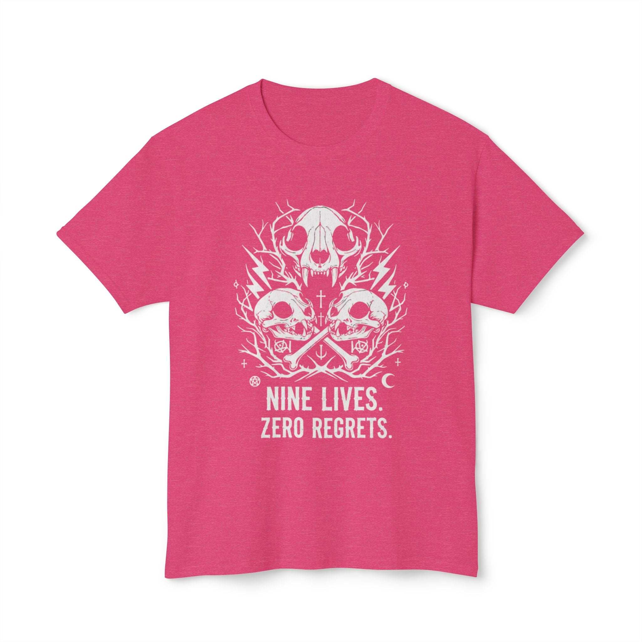 Nine Lives, Zero Regrets Cat Skull Tee — Gothic Graphic T-Shirt