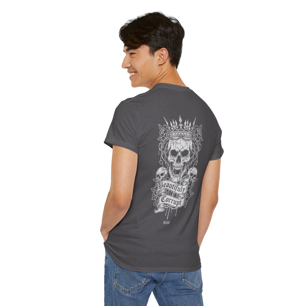 Skull Rose Graphic Tee — "Too Pretty to Be This F*cked Up" Gothic Punk T‑Shirt