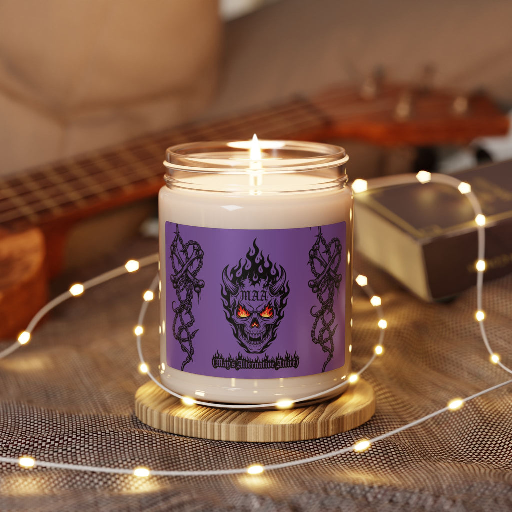 Soy Candle — Spooky Flaming Skull Scented Candle (9oz)