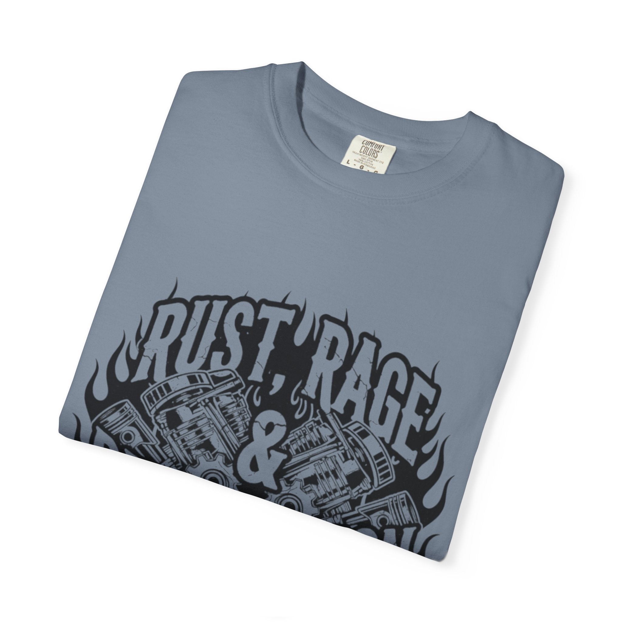 Rust, Rage & Redemption — Black Stencil | MAA Gasoline & Ghosts Unisex Tee