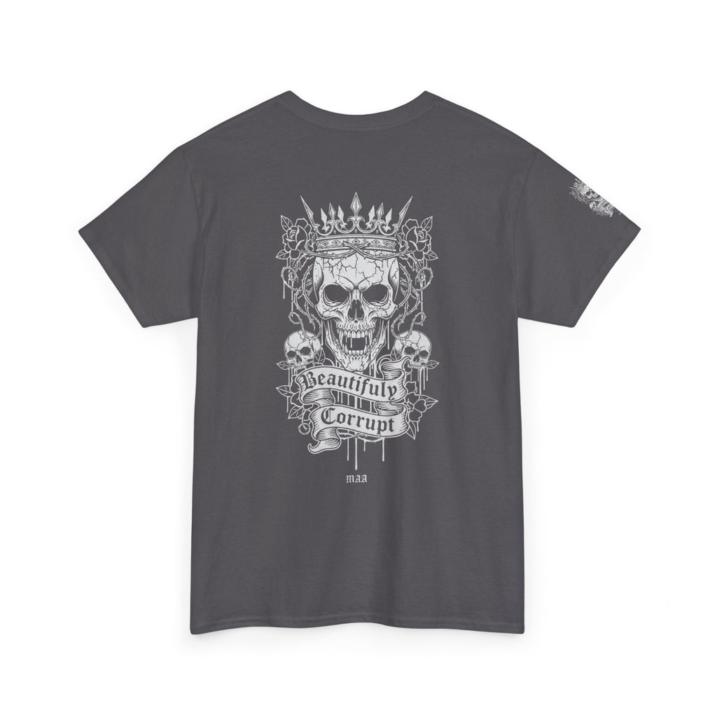 Skull Rose Graphic Tee — "Too Pretty to Be This F*cked Up" Gothic Punk T‑Shirt