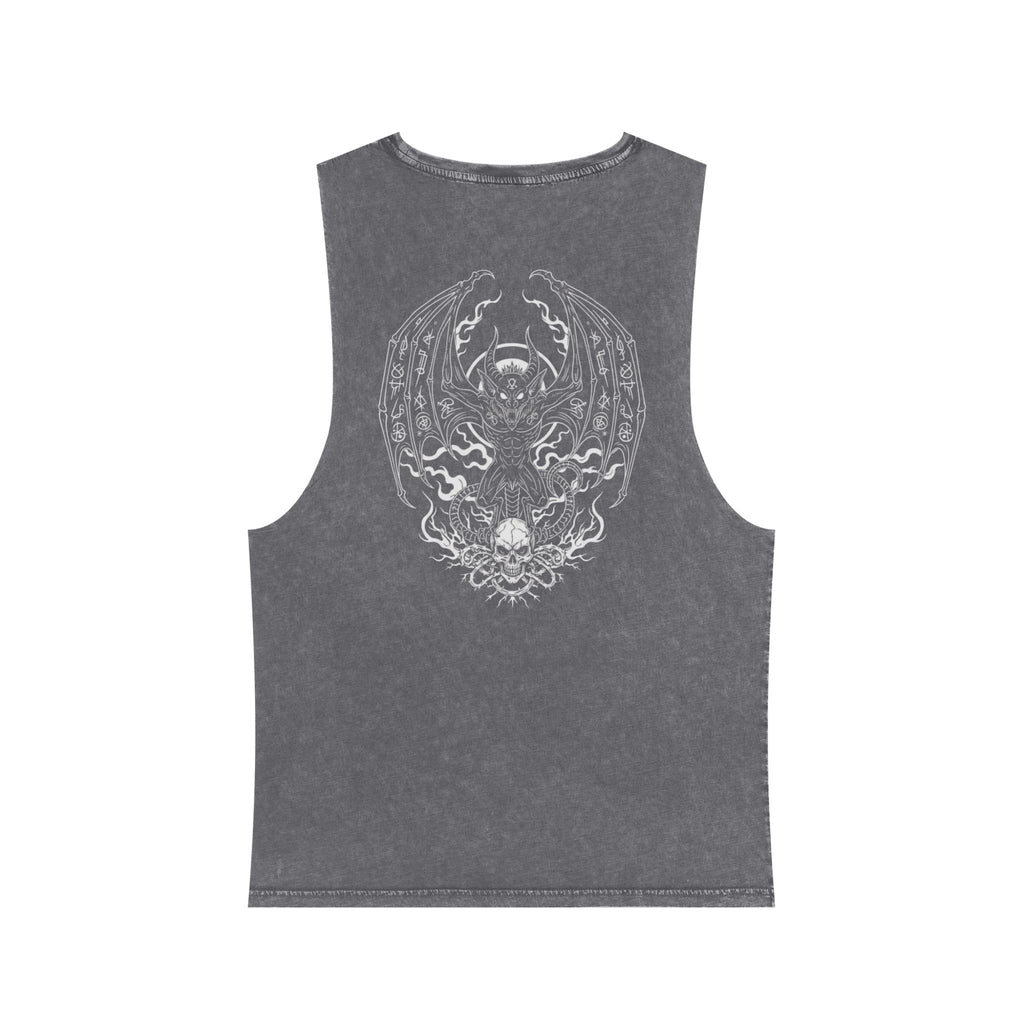 Skull Crown Tank Top — 'Dead & Dreaming' Stonewash Muscle Tee