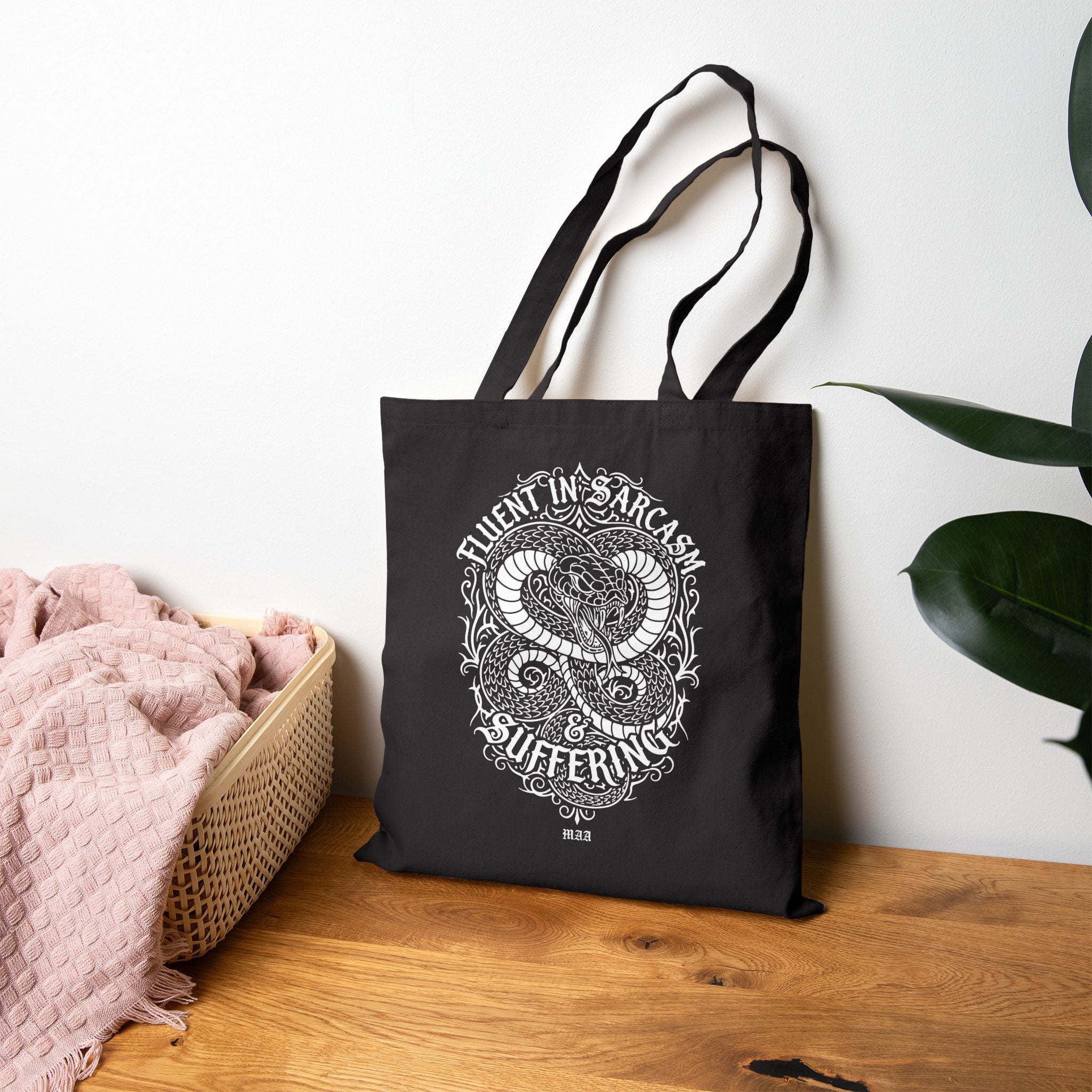 Fluent in Sarcasm & Suffering — Canvas Tote Bag