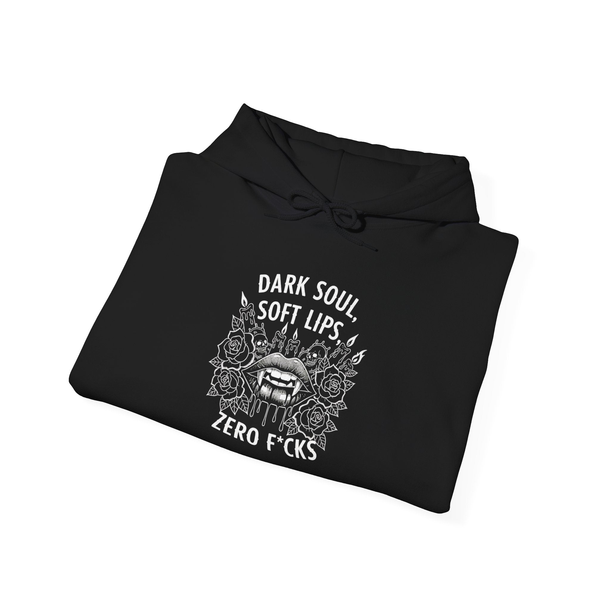 Dark Soul Skull Hoodie — "Dark Soul, Soft Lips, Zero F*cks" Gothic Pullover