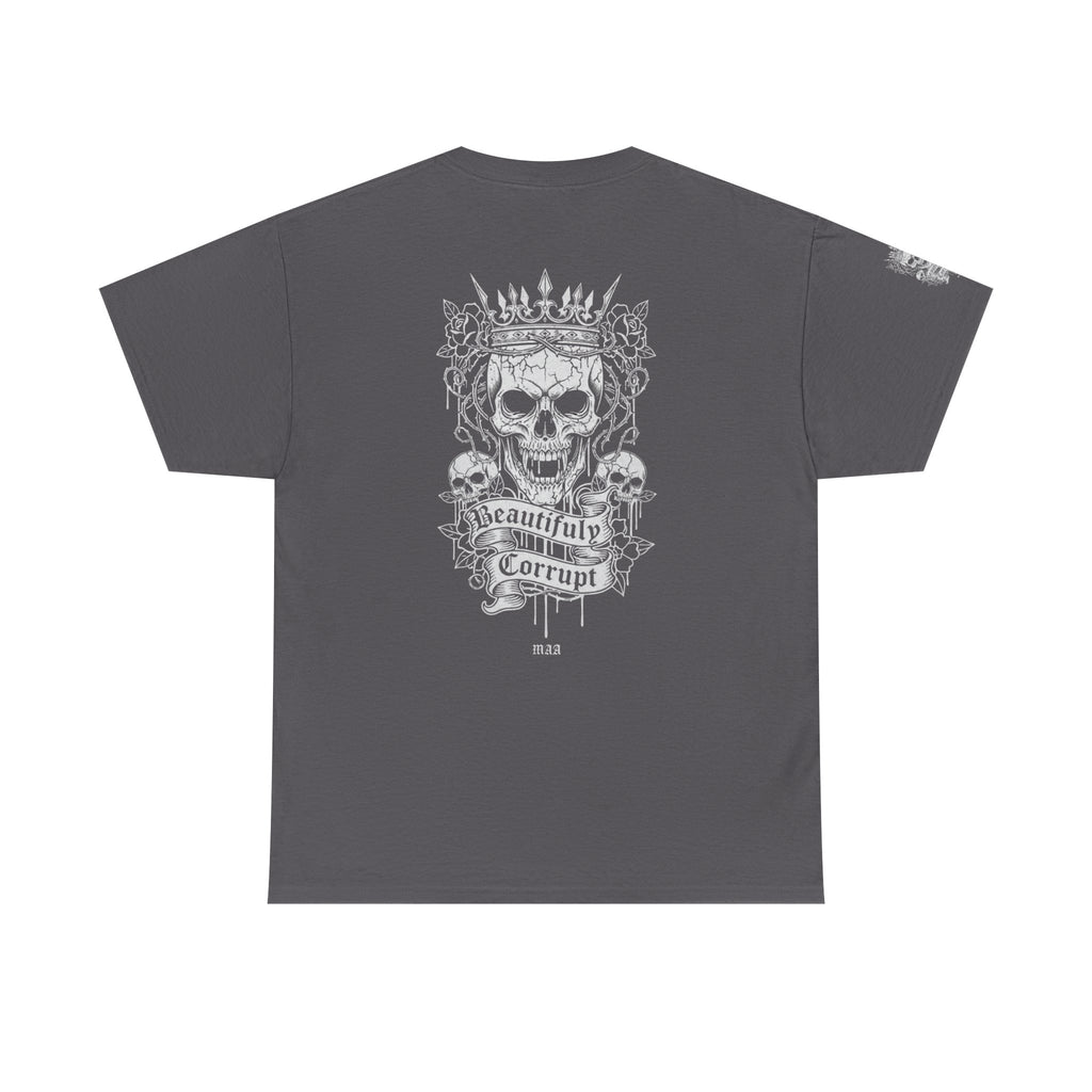 Skull Rose Graphic Tee — "Too Pretty to Be This F*cked Up" Gothic Punk T‑Shirt