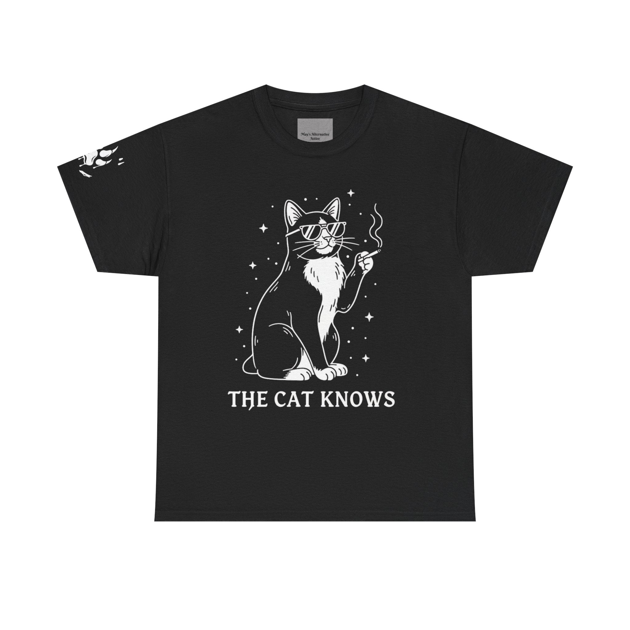 Cat KnowS Tee — ‘The Cat Knows’ Graphic T-Shirt with Mystic Cat & Roaring Back Print