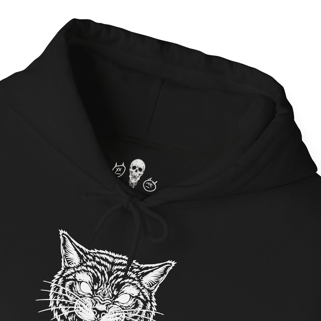 Tuxedo Cat Moon Hoodie — Black Graphic Hooded Sweatshirt | MAA Going Rogue Collection