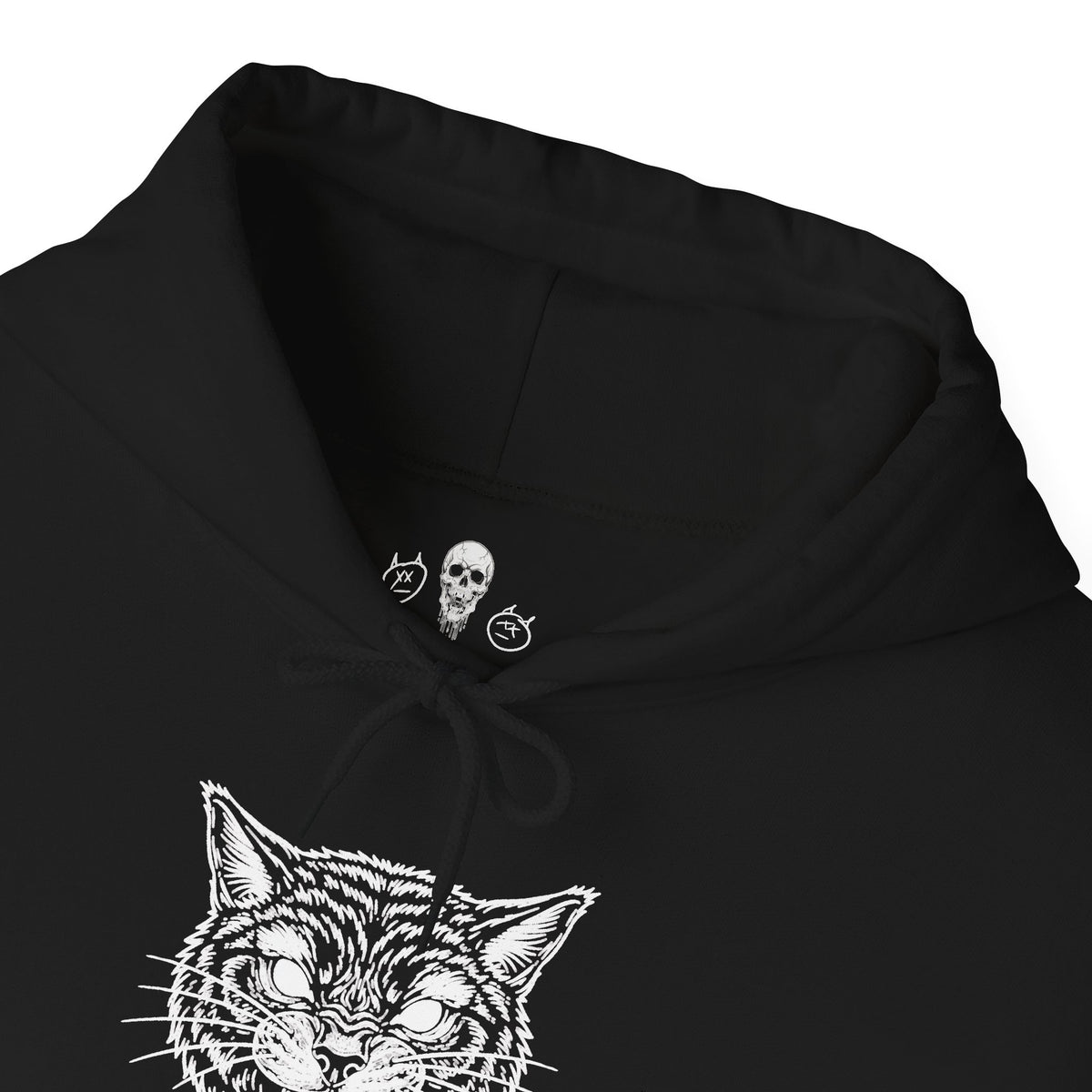Tuxedo Cat Moon Hoodie — Black Graphic Hooded Sweatshirt | MAA Going Rogue Collection