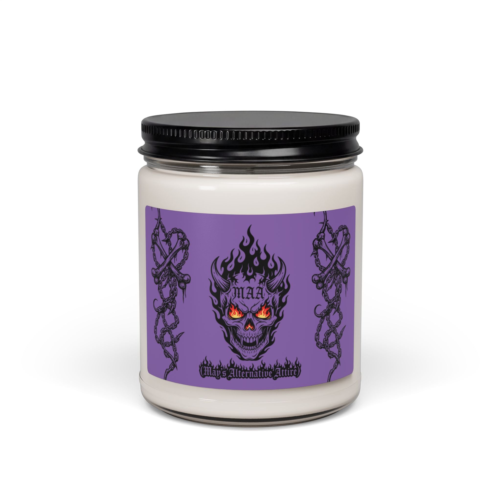 Soy Candle — Spooky Flaming Skull Scented Candle (9oz)